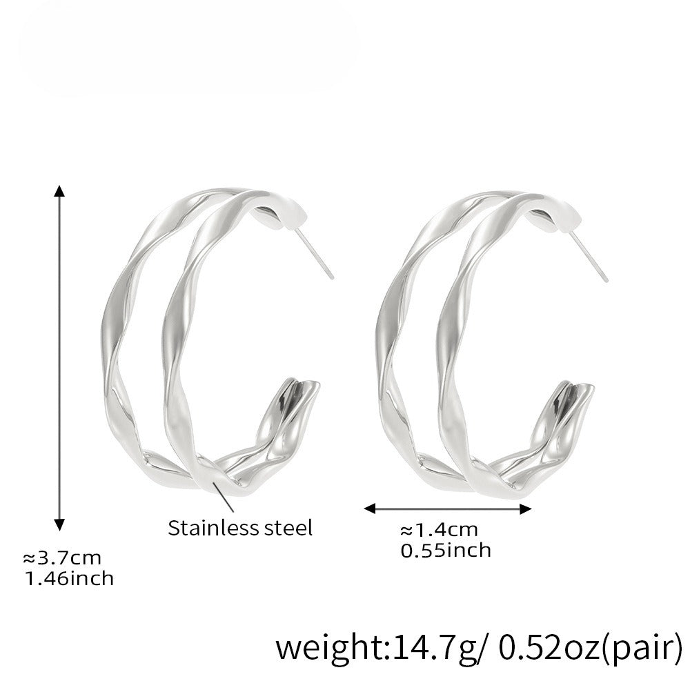 Planderful Women Twisted Ring Earrings Stainless Jewelry
