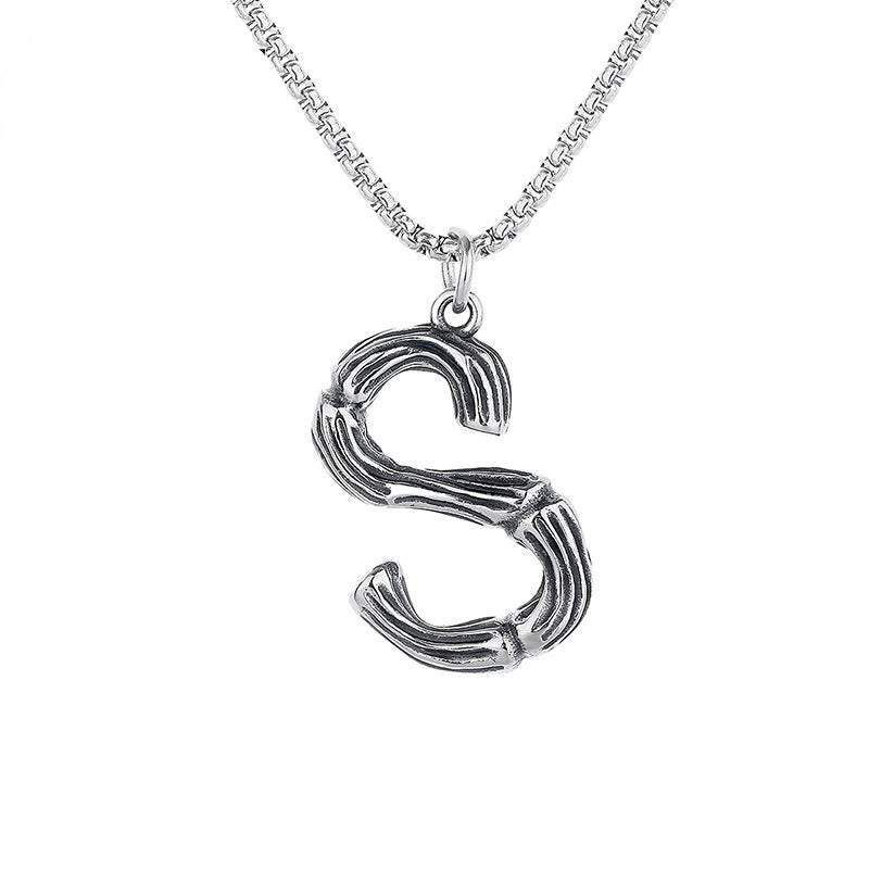 Stainless Steel Necklace – Minimalist 26 Letter Pendant