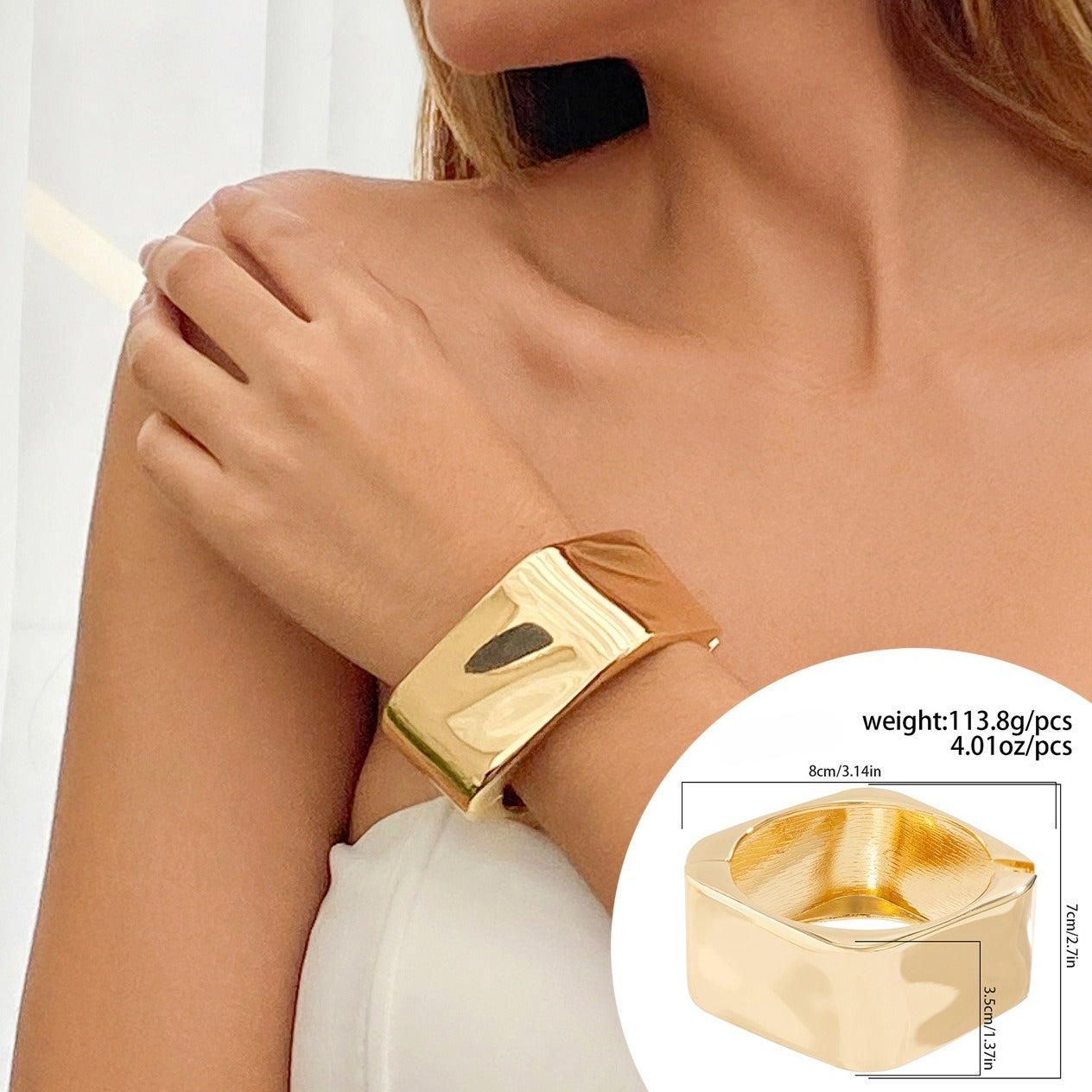 Planderful Vienna Verve Geometric Rhombus Metal Bracelet for Bold Fashion Lovers Industrial Statement Jewelry