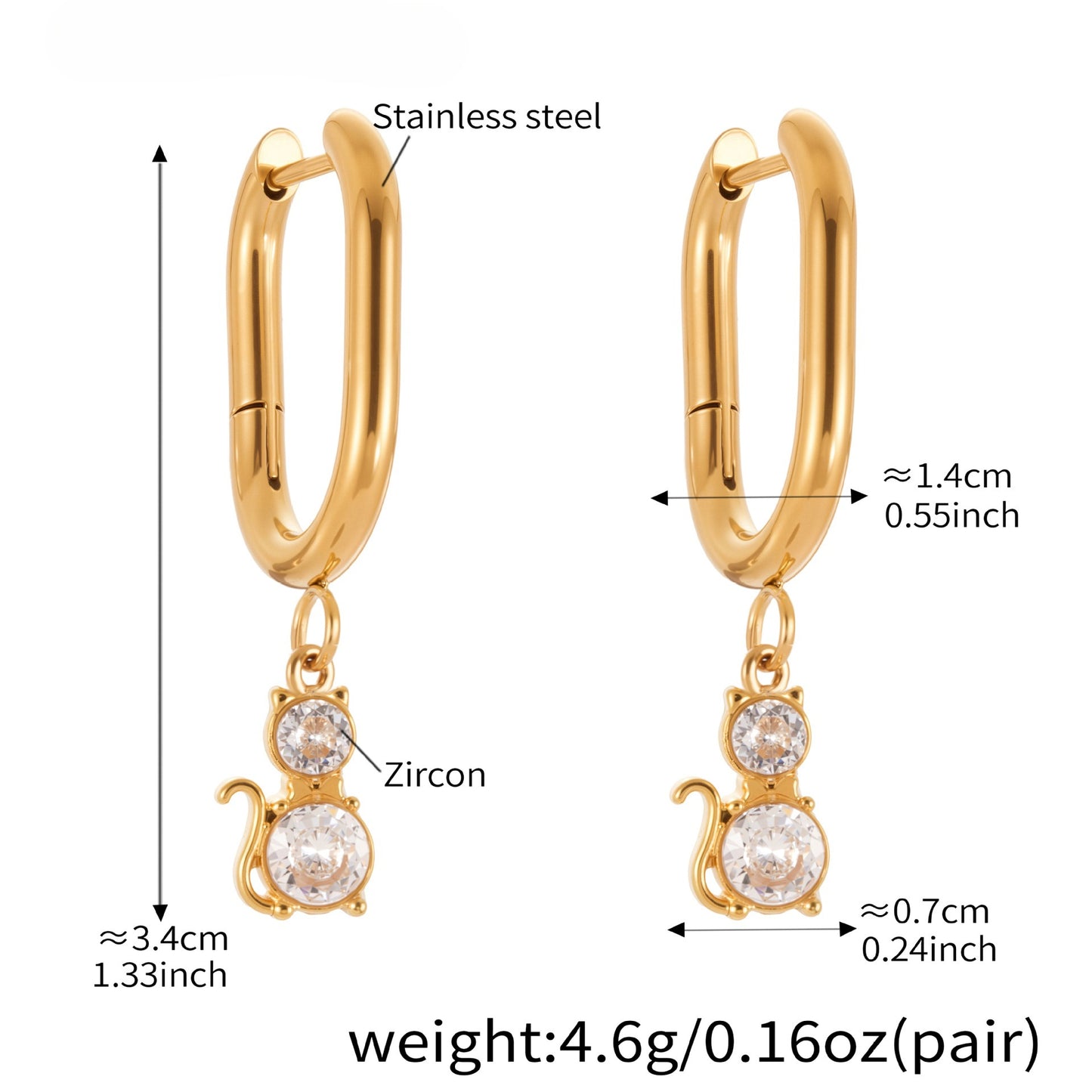 Planderful Zircon Kitten Pendant Earrings for Cat Lovers