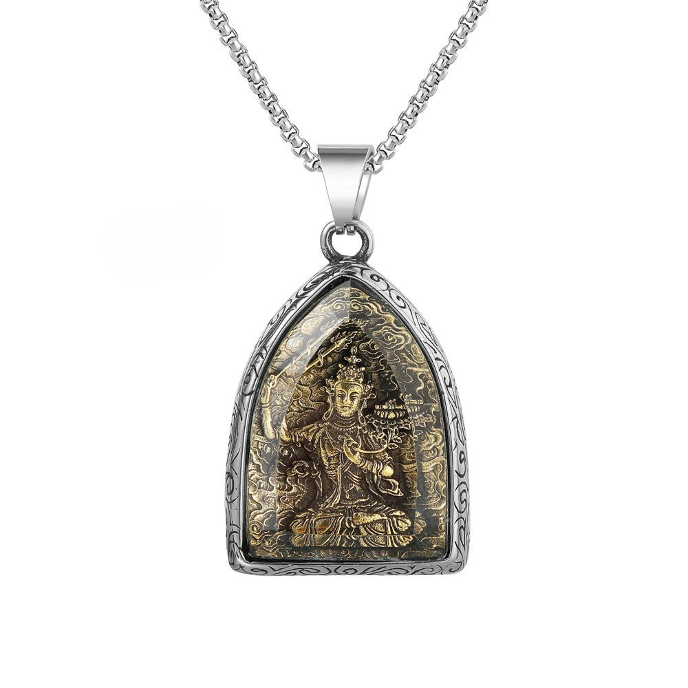 Planderful Buddhist Pendant Eight Patrons Of The Zodiac Guanyin Tathagata Unisex Protection Necklace