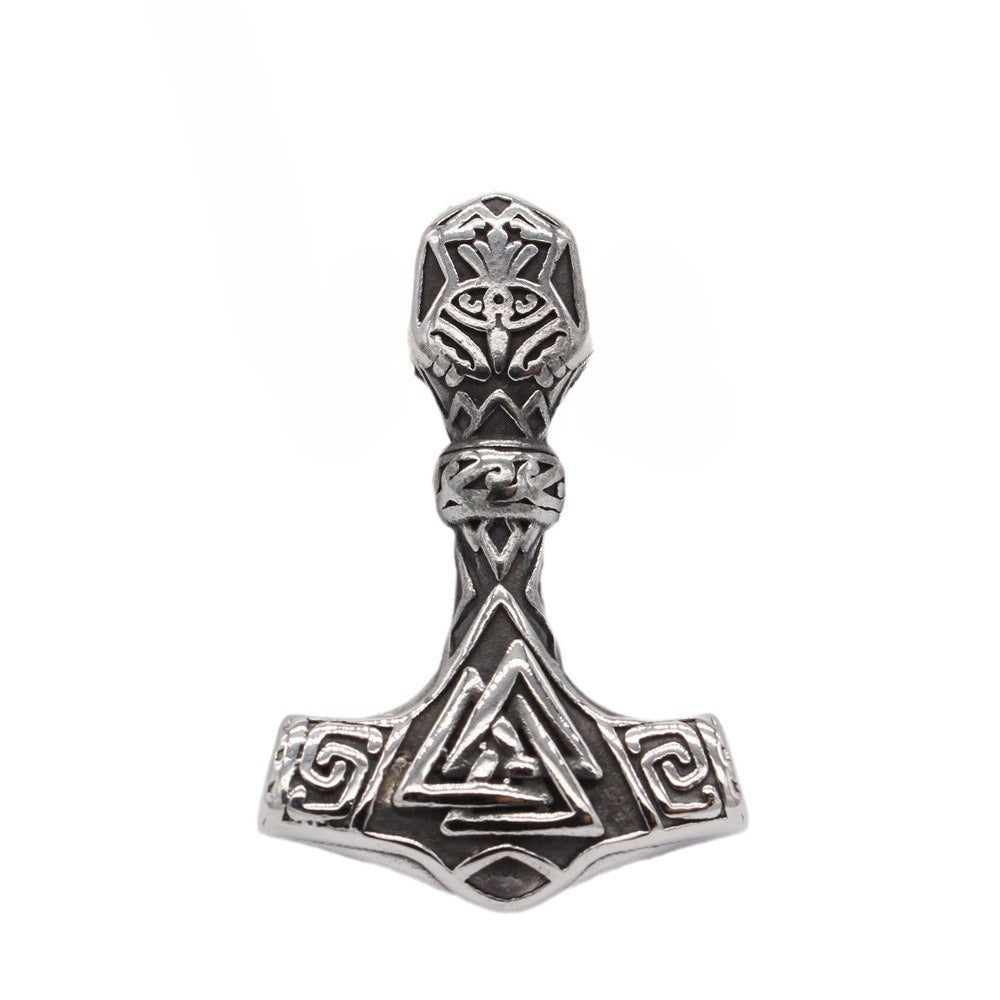 Planderful Viking Triangle Pendant Unisex Titanium Steel Shield Protection Statement Retro Bold Design