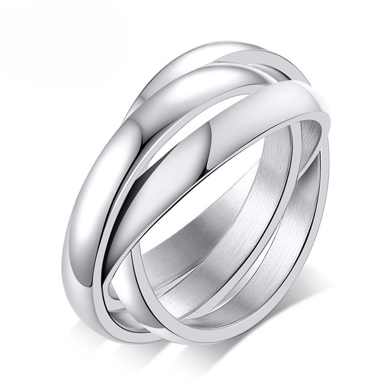 European And American Jewelry Three-In-One Plain Fashion Ring