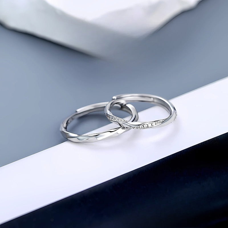 Sterling Silver Möbius Couple Ring — Adjustable