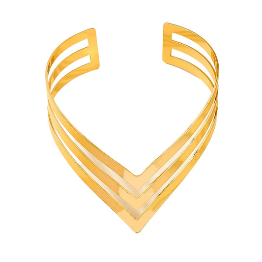 Exaggerated Gold V Shaped Bracelet by Planderful for Stylish Women
