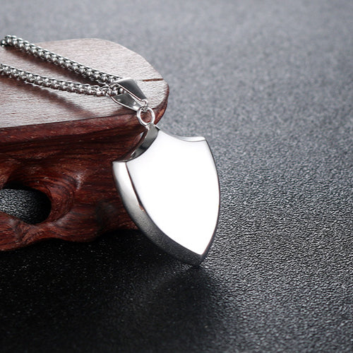 Trendy Titanium Steel Triangular Shield Pendant for Men - Fashionable Necklace for Boys from Europe, America, Japan, and South Korea