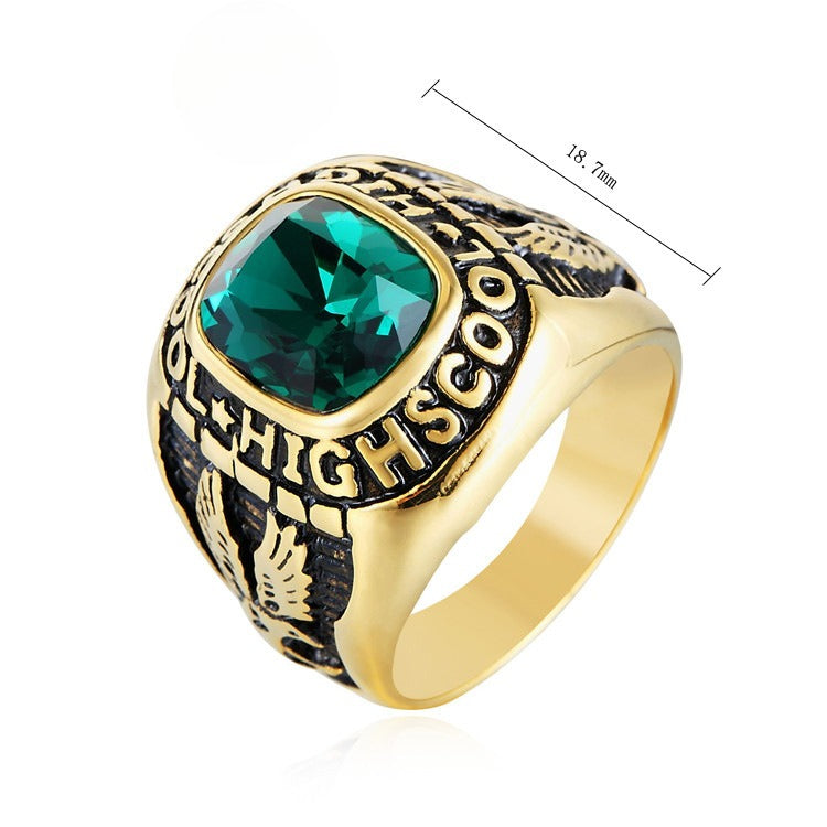 Gold Double Eagle Ring With Zircon Unisex Bold Protection Statement Planderful Everyday Genie
