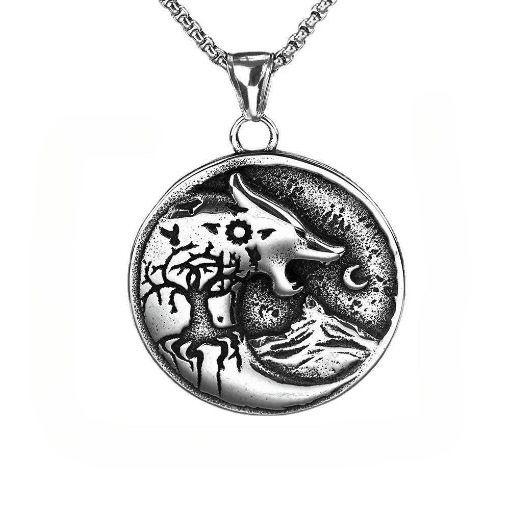 Personalized Niche Nordic Viking Wind Wolf Compass Pendant