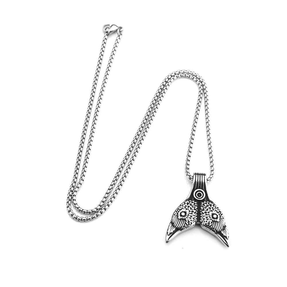 Nordic Retro Stainless Steel Double-Sided Viking Crow Pendant