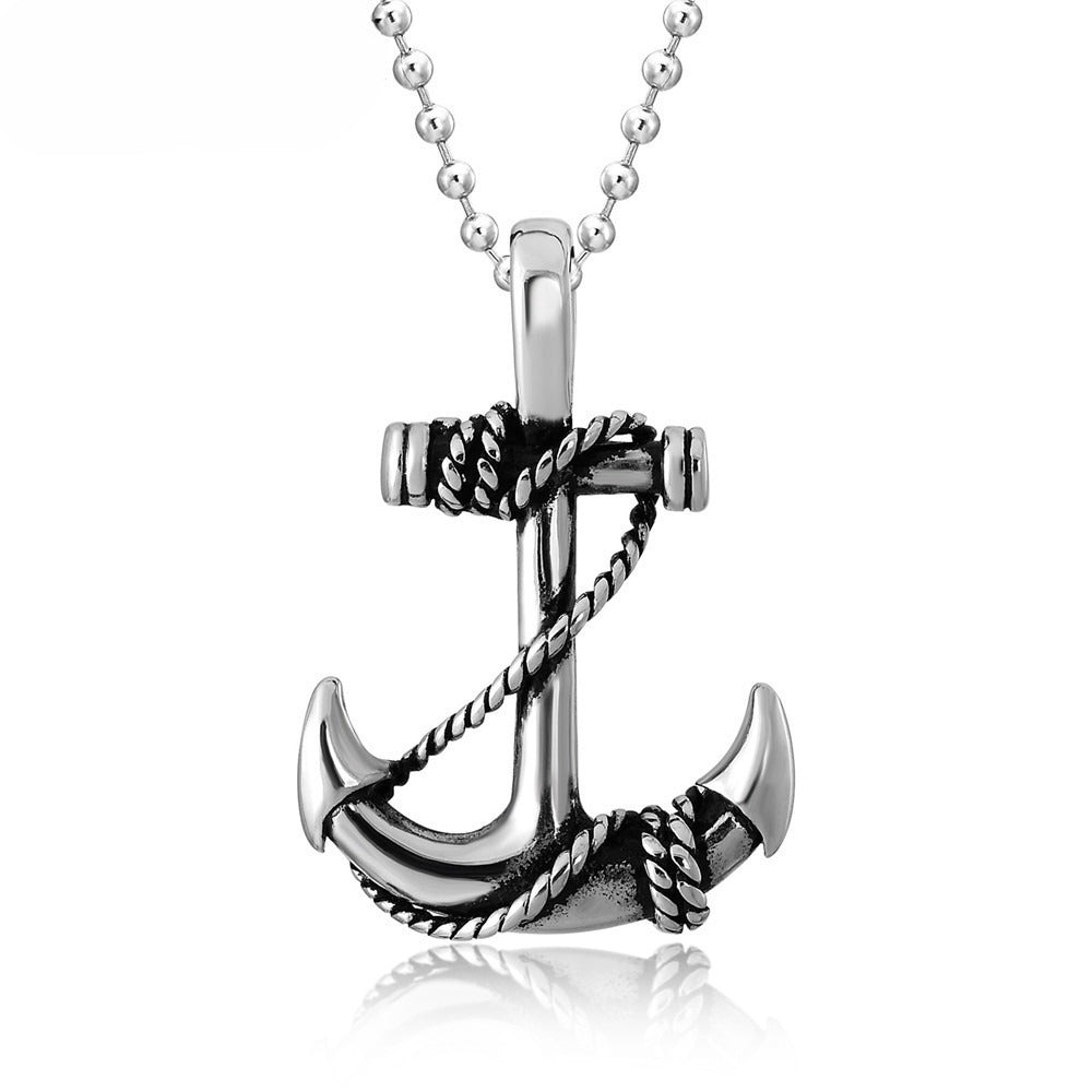 Planderful Naval Wind Anchor Pendant Titanium Steel Unisex Necklace For Men And Women Nautical Protection Charm