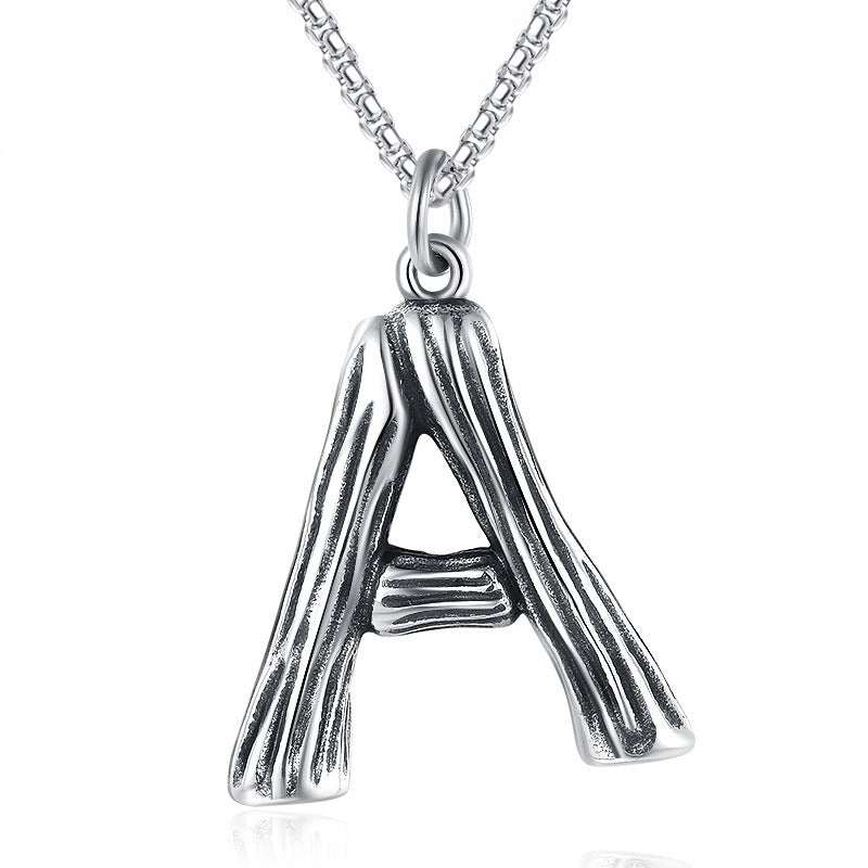 Stainless Steel Necklace – Minimalist 26 Letter Pendant