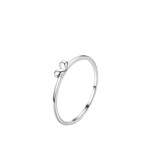 Sweet Heart Shaped Silver Ring - Japanese and Korean Style, Simple Index Finger Jewelry
