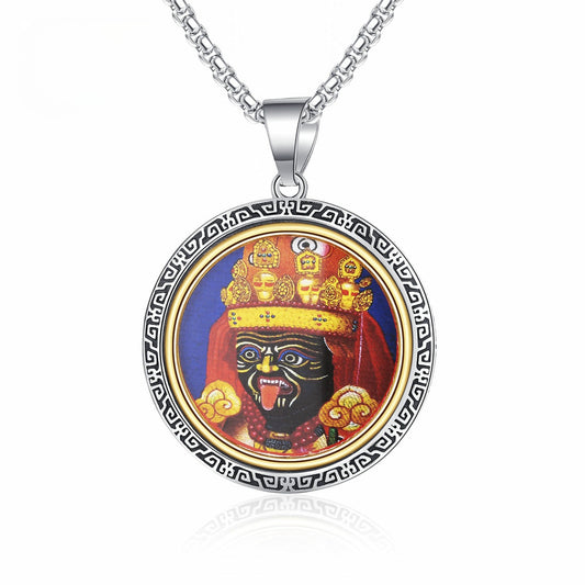 Steel Necklace - Elegant Ethnic Thangka Pendant
