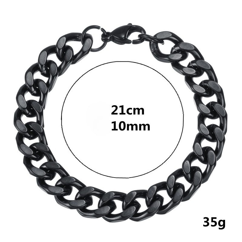 Planderful Cuban Link Bracelet 10mm Steel Polished Unisex Hip Hop Streetwear Accessory