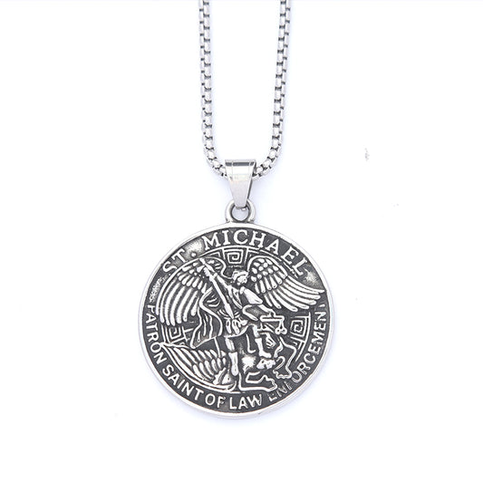 Planderful Angel God of War Retro Titanium Steel Pendant Necklace