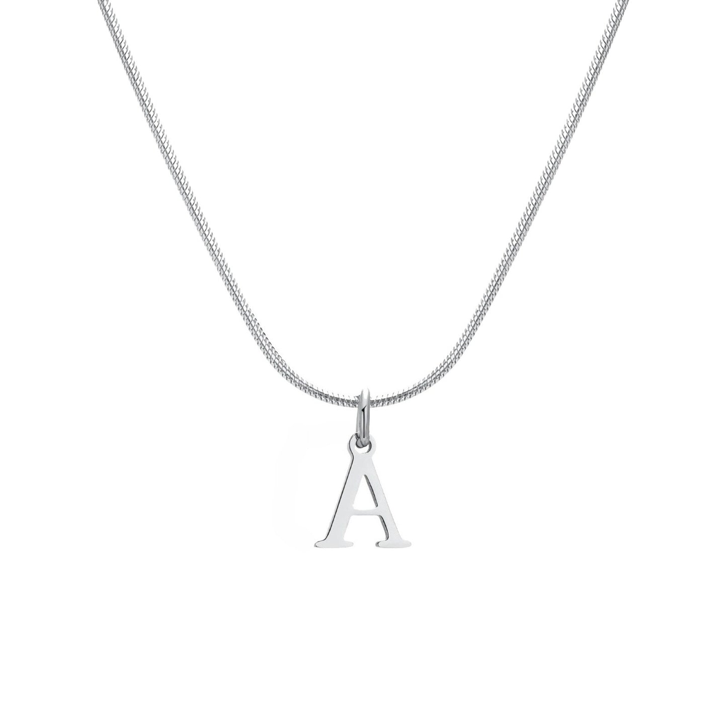 Stainless Steel Square Snake Chain 26 English Letter Necklace Bone Chain Steel Color