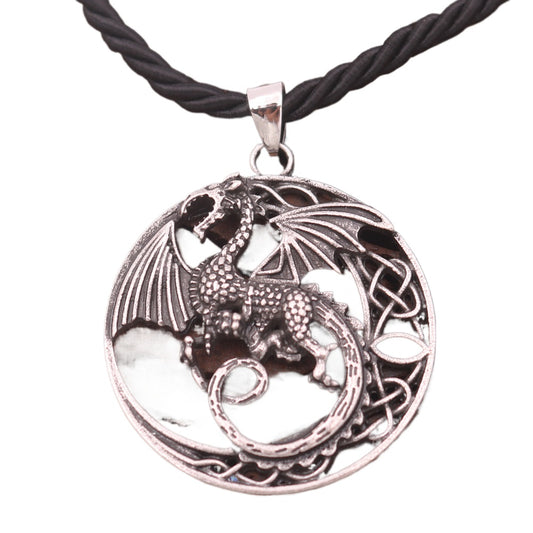 Cross border hot selling ancient Celtic moon pendant, mythical flying dragon talisman necklace, retro dragon totem pattern jewelry for men