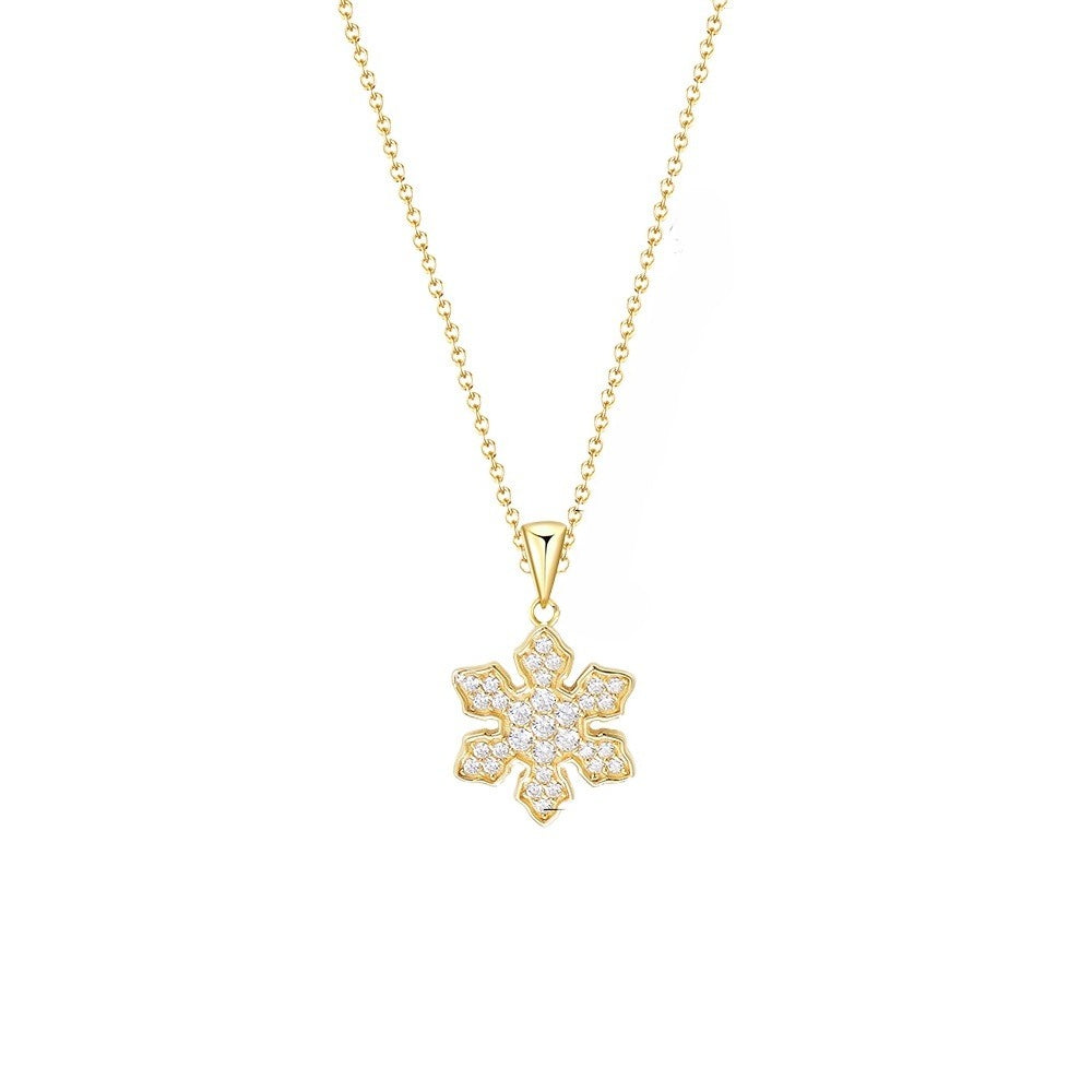 S925 Silver Micro-Inlaid Zircon Snowflake Pendant Necklace Valentine'S Day Gift Inlaid