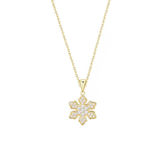S925 Silver Micro-Inlaid Zircon Snowflake Pendant Necklace Valentine'S Day Gift Inlaid