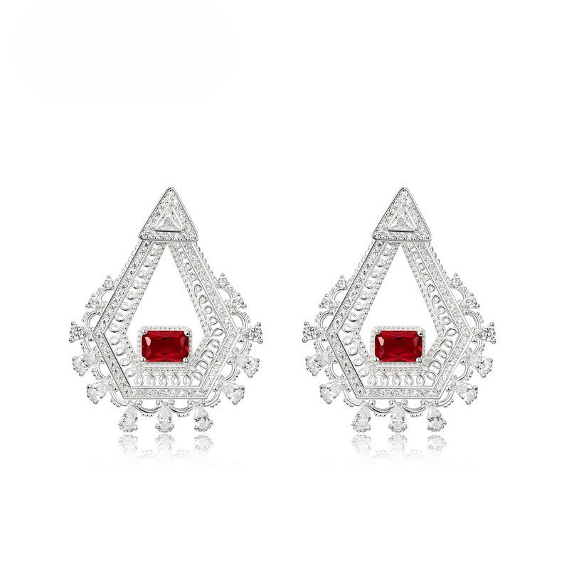 S925 Sterling Silver Diamond-Shaped Stud Earrings