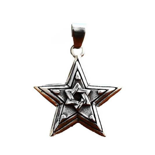 Retro Stainless Steel Five-Pointed Star Pendant for Men - Trendy Fashion Accessories Wholesale