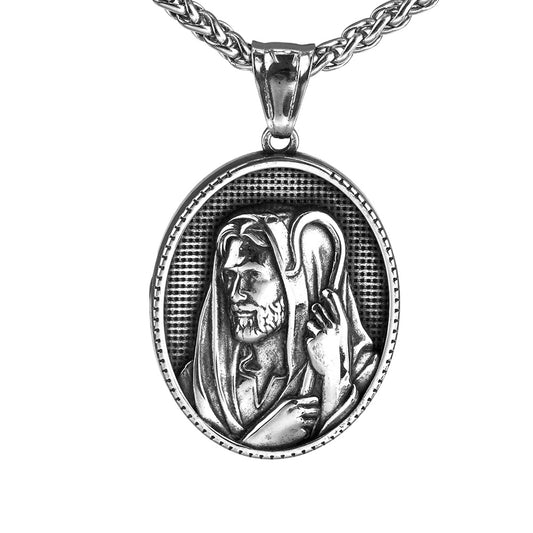 Planderful Virgin Mary Pendant Titanium Steel Timeless Religious Necklace For Men Holy Father And Son