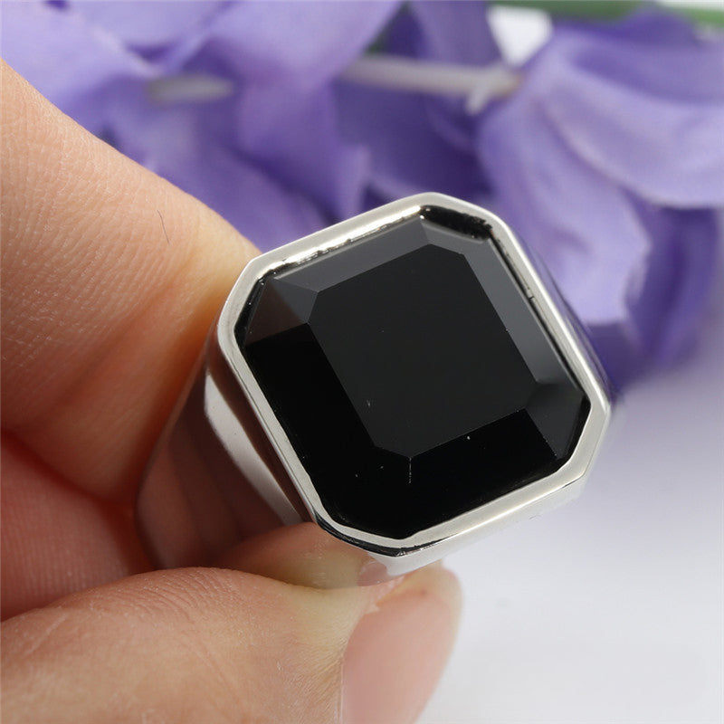 European And American Jewelry Titanium Steel Multi-Color Gemstone Ring