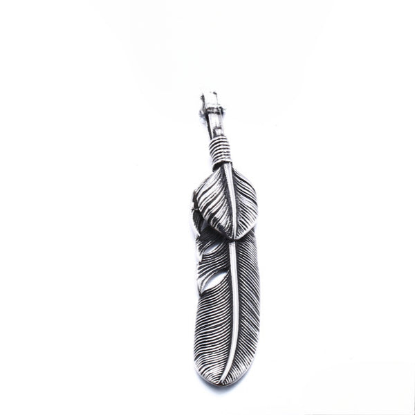 Takahashi Goro Unisex Titanium Steel Feather Pendant - Vintage Fashion Jewelry