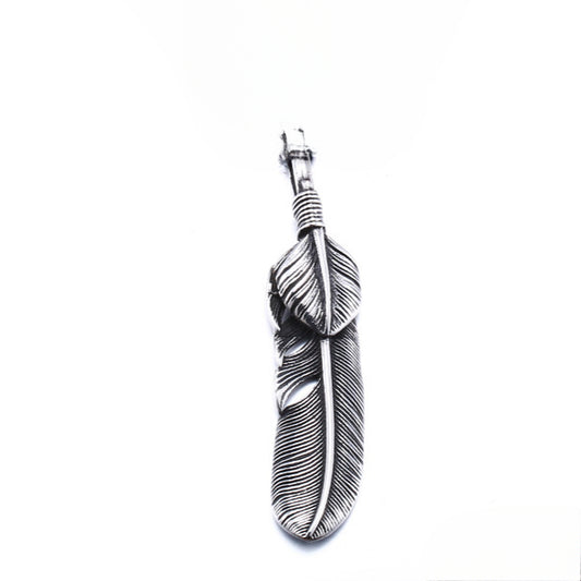 Takahashi Goro Unisex Titanium Steel Feather Pendant - Vintage Fashion Jewelry