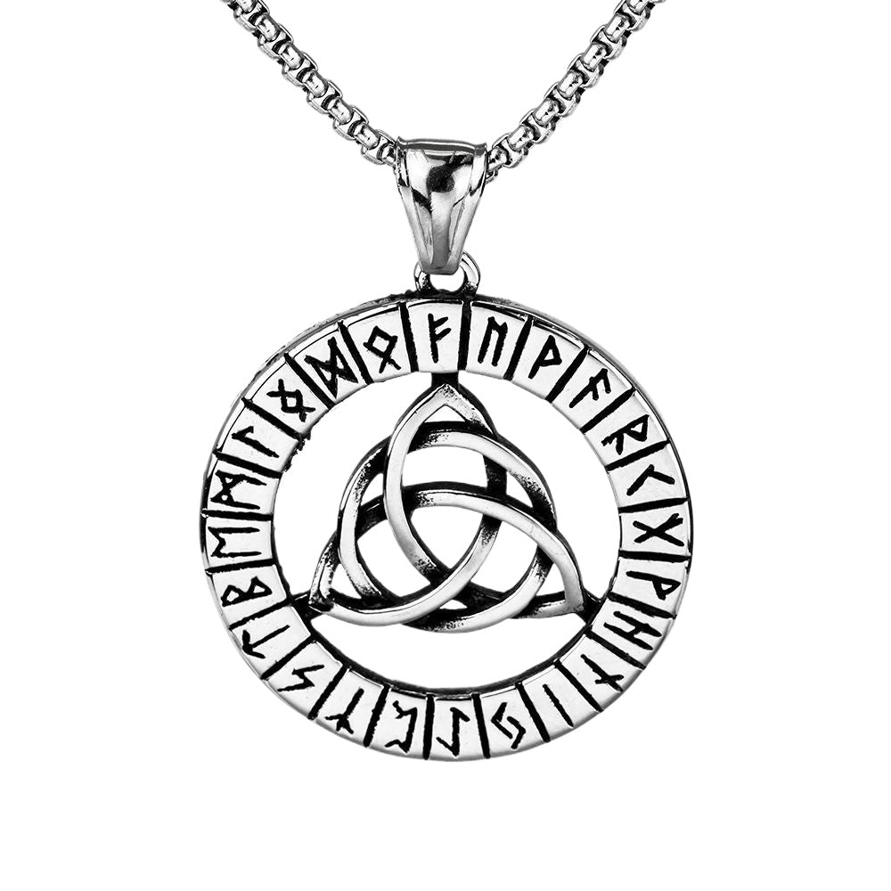 Planderful Norse Legacy Titanium Steel Rune Pendant Necklace For Men Viking Celtic Knot Jewelry