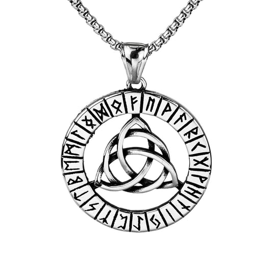 Planderful Norse Legacy Titanium Steel Rune Pendant Necklace For Men Viking Celtic Knot Jewelry
