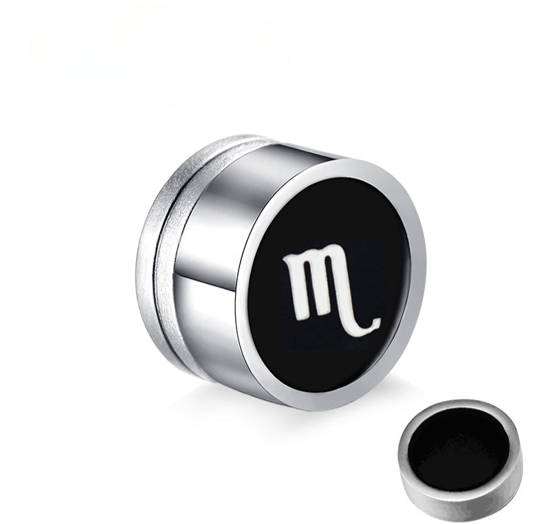 Titanium Steel Twelve Constellation Earrings for Men