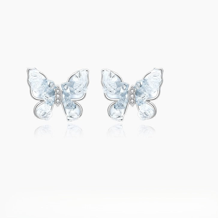 Planderful S925 Sterling Silver Butterfly Zircon Stud Earrings For Women Gift Idea Everyday Genie