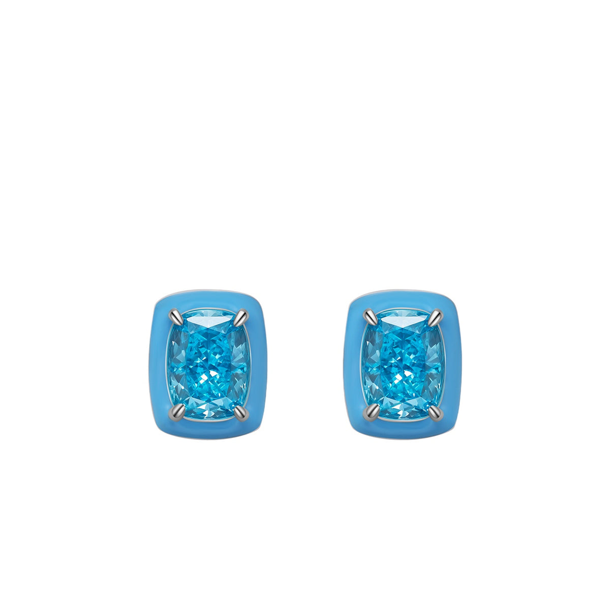 925 Sterling Silver Crushed-Ice Zircon Stud Earrings