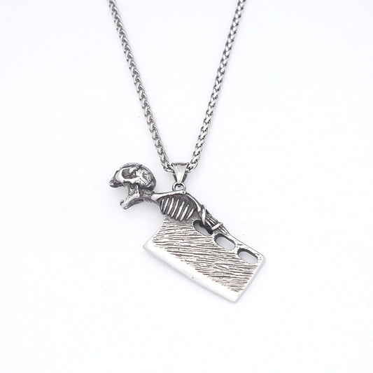 Trendy Titanium Steel Skull Knife Pendant for Men