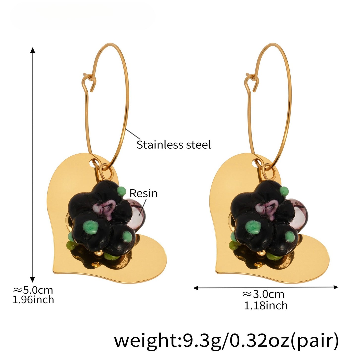 Planderful Resin Flower Earrings 18K Gold Plated Women