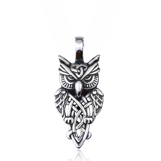 Planderful Everyday Genie Viking Owl Pendant Necklace in Titanium Steel for Men