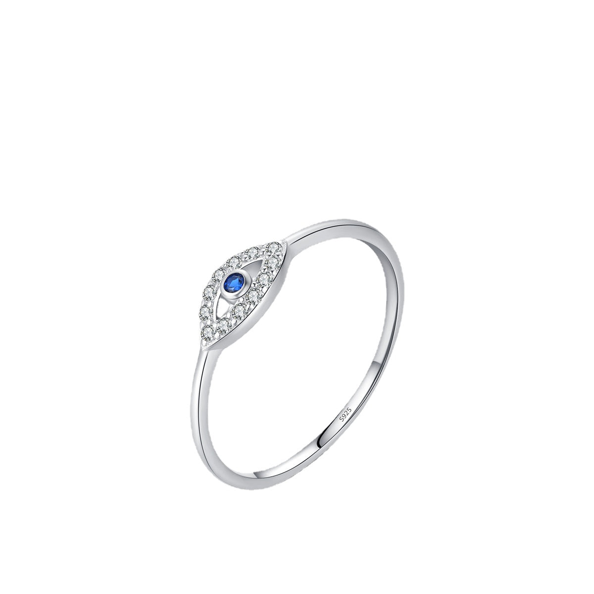 925 Sterling Silver Thin Stacked Devil's Eye Ring for Women's Cold Style Fashion