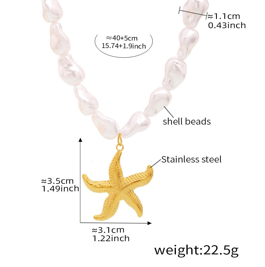 Planderful Clavicle Necklace Baroque Starfish Ocean Women