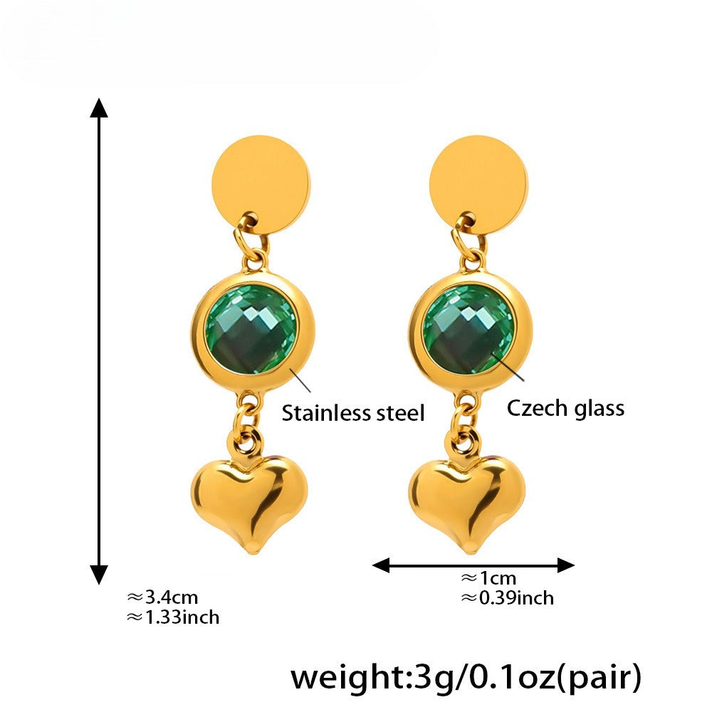 Planderful Czech Glass Love Fringe Earrings 18K Gold Women