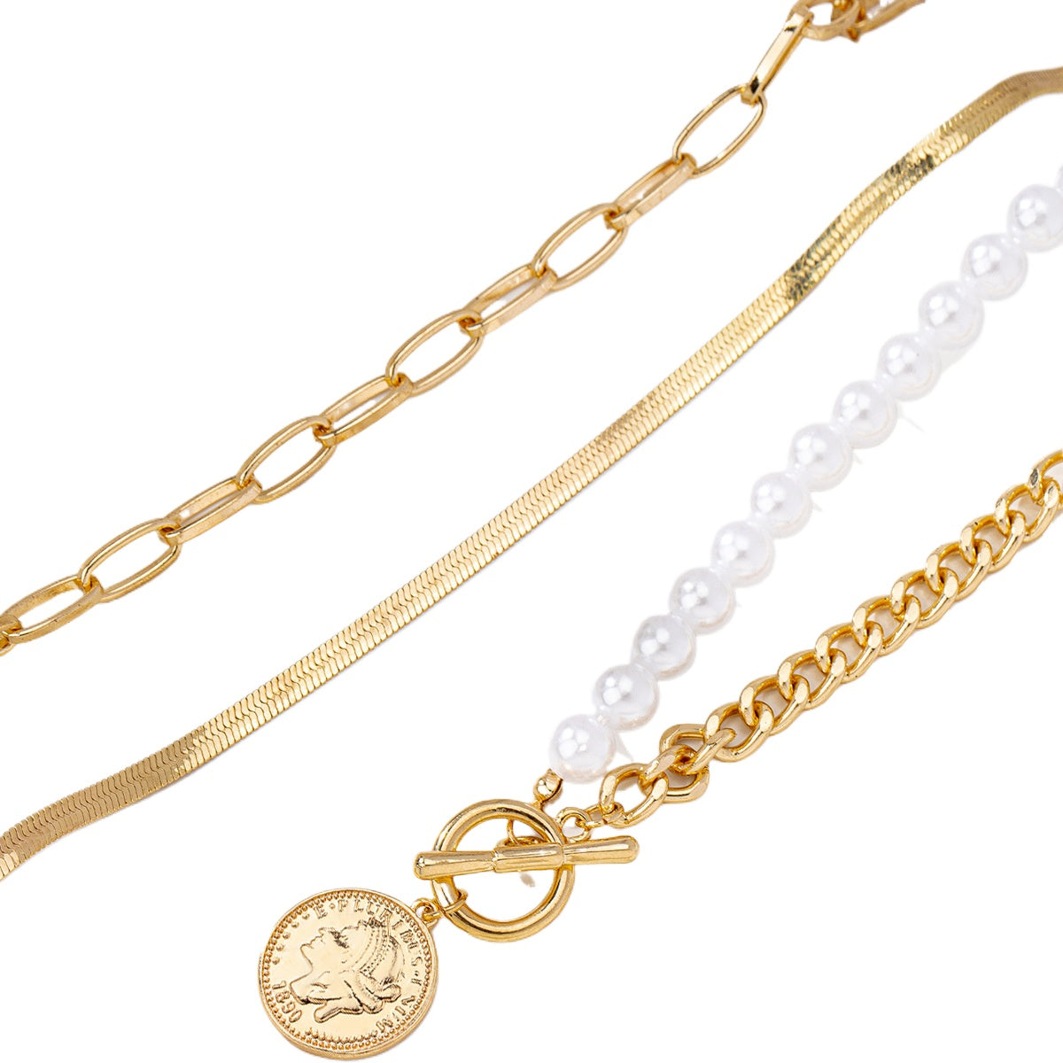 Planderful Vienna Verve Necklace – Fashionable Retro Pearl Metal Chains