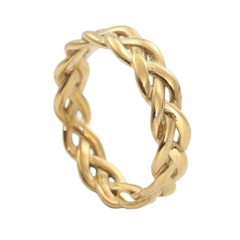 Retro Titanium Steel Woven Twist Ring for Men and Women - Trendy Braid Accessories