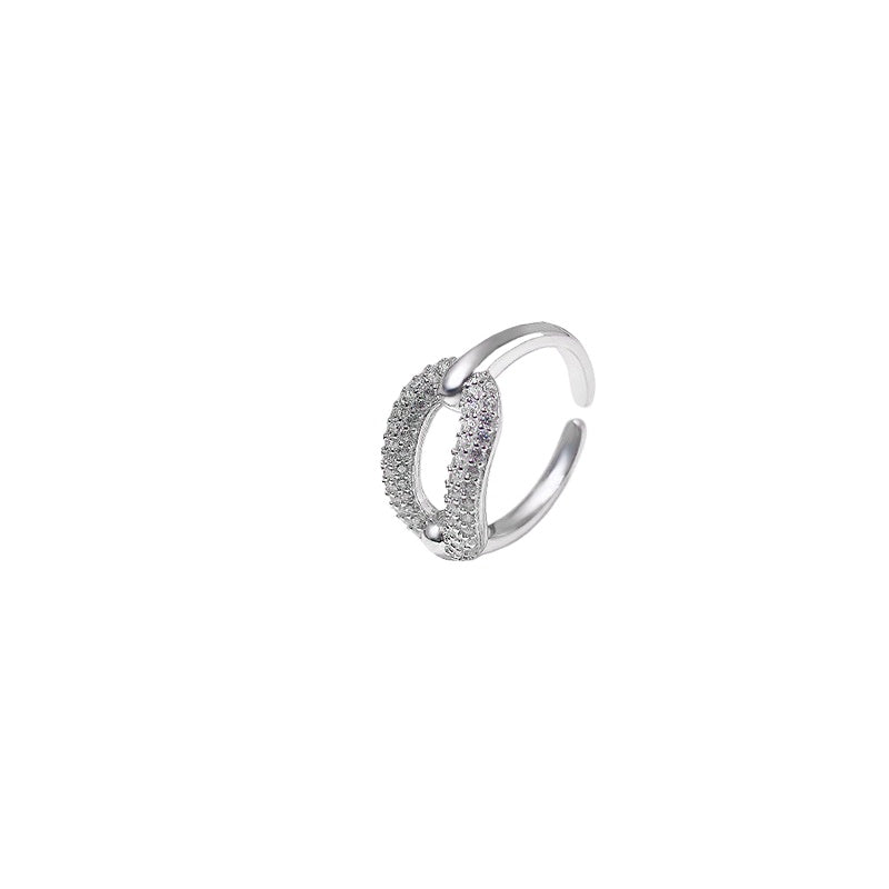 S925 Sterling Silver Zircon Halo Ring — Adjustable