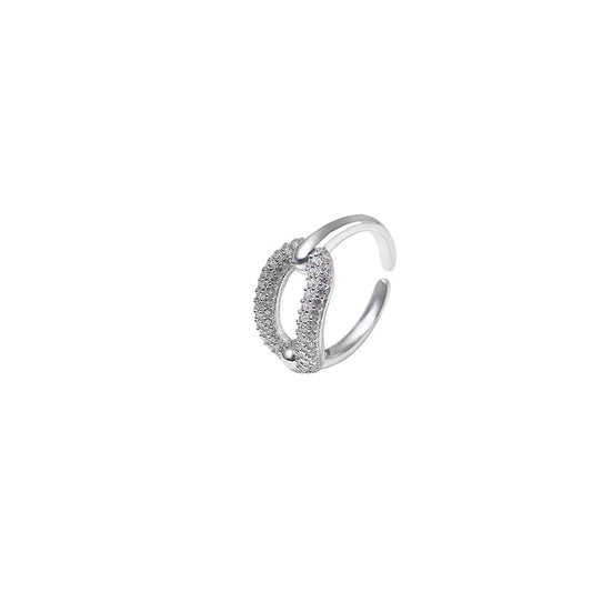 S925 Sterling Silver Zircon Halo Ring — Adjustable