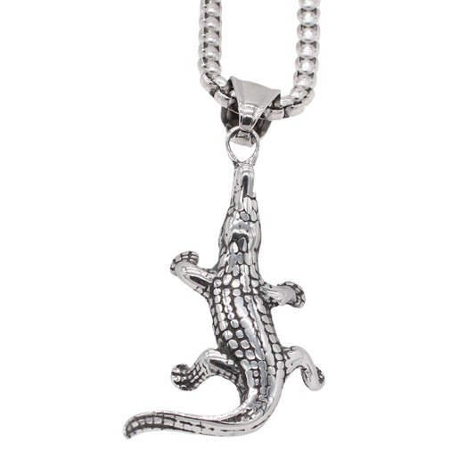 Personalized Retro Crocodile Men's Pendant Necklace in Titanium Steel - European and American Style