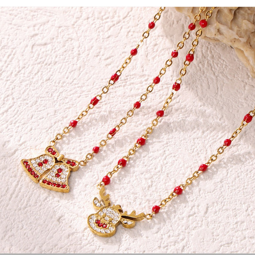 Planderful Elk Zircon Necklace Ladies Stainless Steel Gift