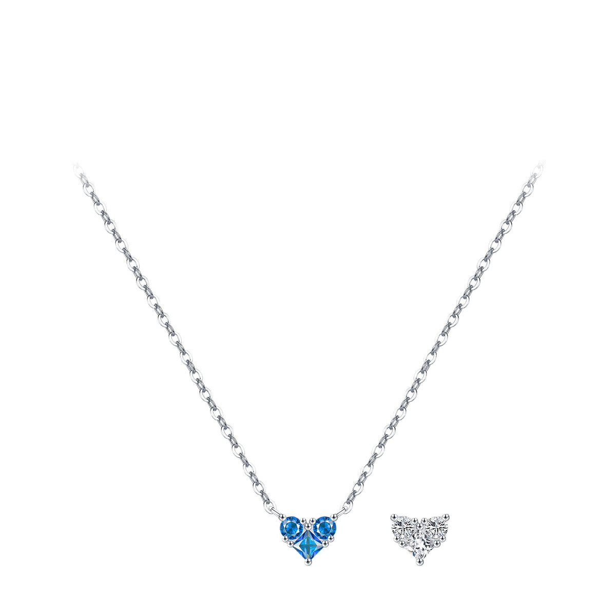 925 Sterling Silver Birthstone Heart Zircon Necklace