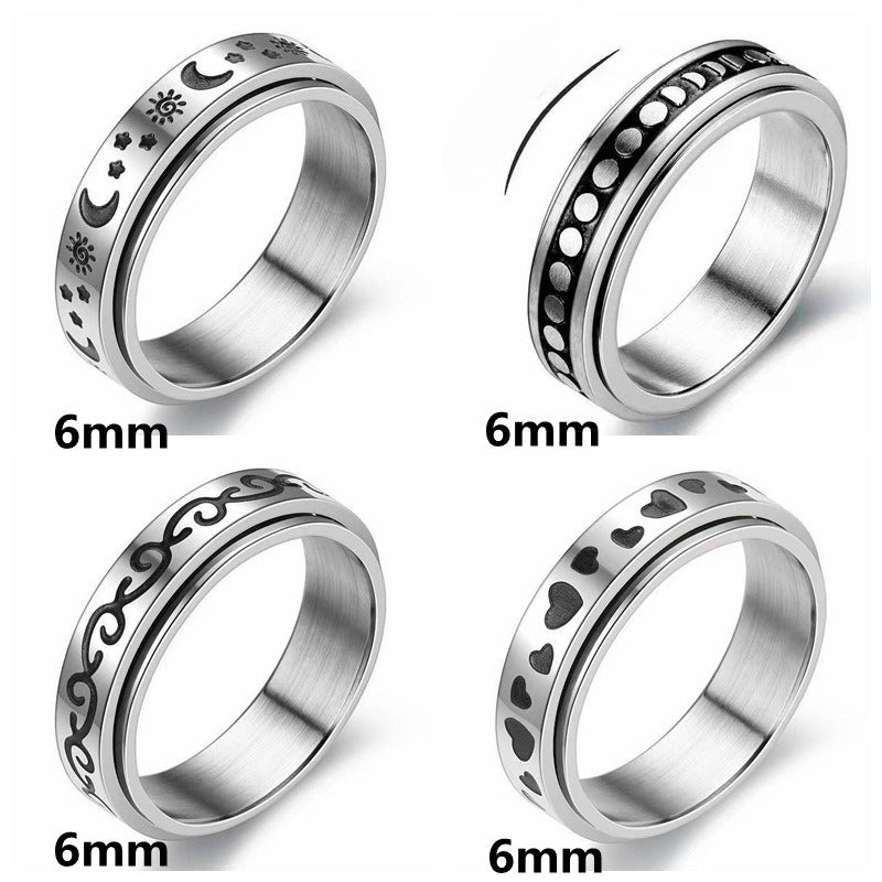 Planderful Titanium Steel Rotating Ring Unisex Fidget Jewelry For Men And Women Everyday Genie Collection