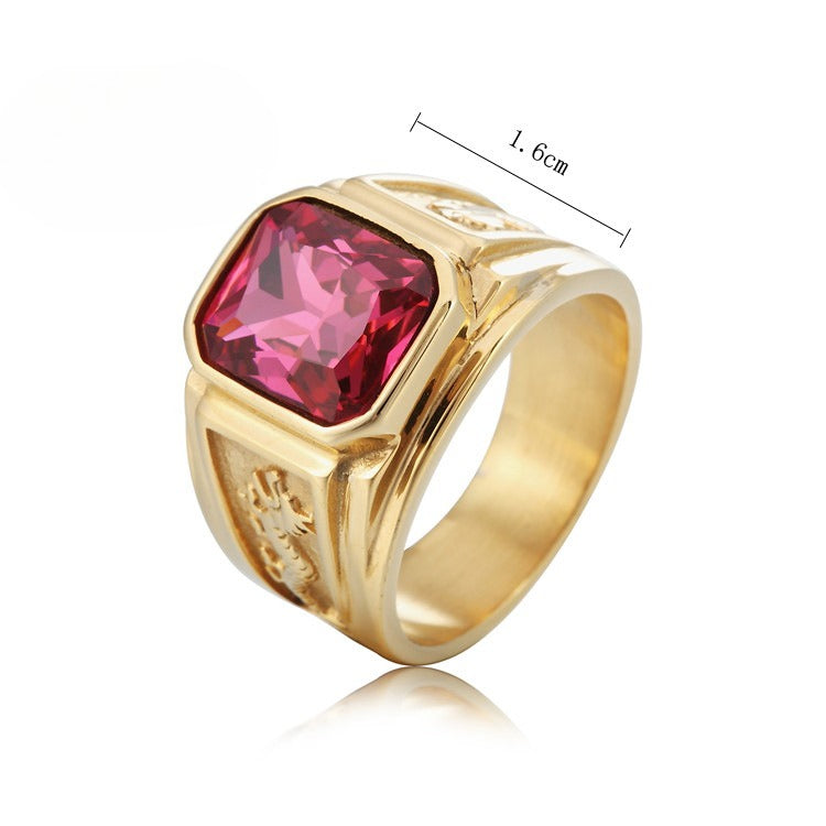 Personalized Retro Double Dragon Zircon Ring Titanium Steel Unisex Protection For Men Women Planderful