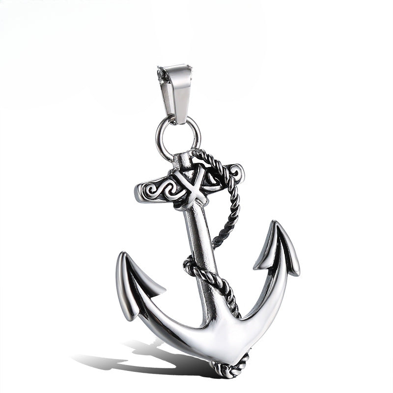Trendy European-American Titanium Steel Anchor Pendant for Men – Personalized Retro Jewelry
